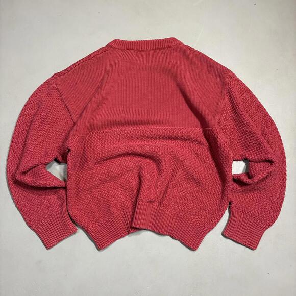 Vintage 90s Eddie Bauer Mens Contrast Waffle Knit Pullover Sweater Sz M Coral - Picture 4 of 8